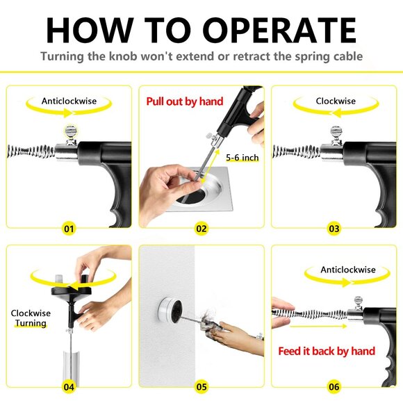 Drain Auger 25 Ft with Gloves, Plumbing Snake Drain Auger - Picture 5 of 6